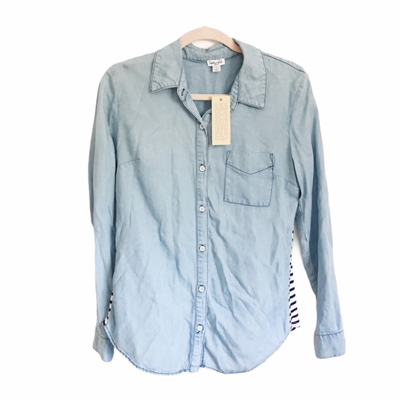 Splendid Tops - Splendid Chambray Denim Button Down Shirt Size S